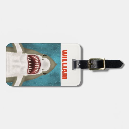 Geweldige aanval op witte haai Aangepaste oceaangr Bagagelabel (Voorkant horizontaal)