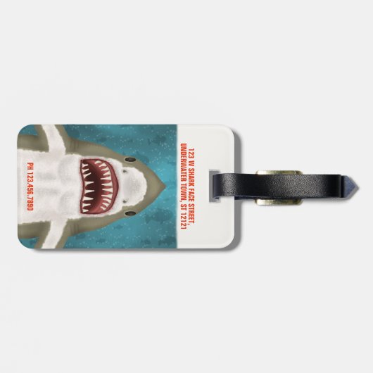 Geweldige aanval op witte haai Aangepaste oceaangr Bagagelabel (Achterkant horizontaal)