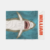 Geweldige aanval op witte haai Aangepaste oceaangr Fleece Deken (Voorkant (Horizontaal))