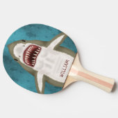Geweldige aanval op witte haai Aangepaste oceaangr Tafeltennisbatje (Zijkant)