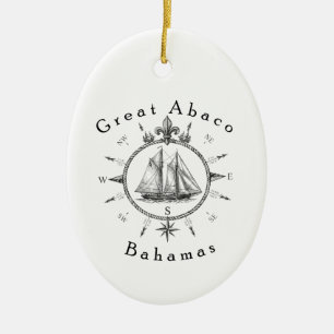 Geweldige Abaco Bahama's nautisch zeilkompas zeil Keramisch Ornament