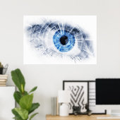 Geweldige abstract blauw oog poster (Thuiskantoor)