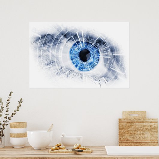 Geweldige abstract blauw oog poster (Keuken)