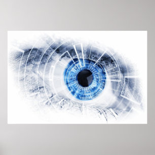 Geweldige abstract blauw oog poster