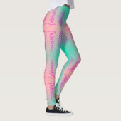 Geweldige Abstracte Art Turquoise Pink Print Leggi Leggings (Rechts)
