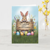 Geweldige achterkleinkinderen Bunny Grass Pasen Kaart (Gele Bloem)