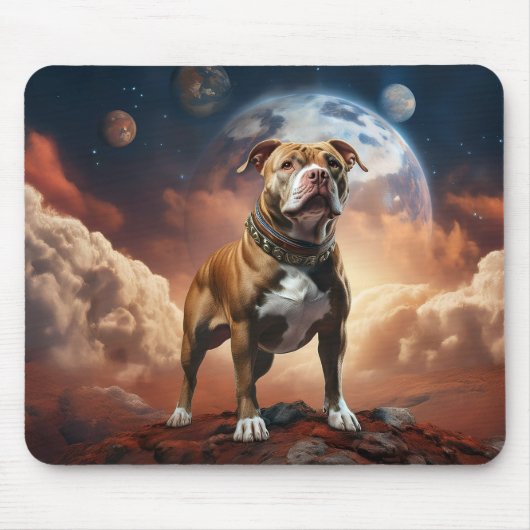 Geweldige afbeelding van een Pitbull-hond op Mars! Muismat (Voorkant)