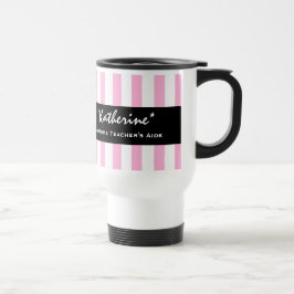 Geweldige "AIDE Pink Stripes A01" VAN DE TEACHER Reisbeker