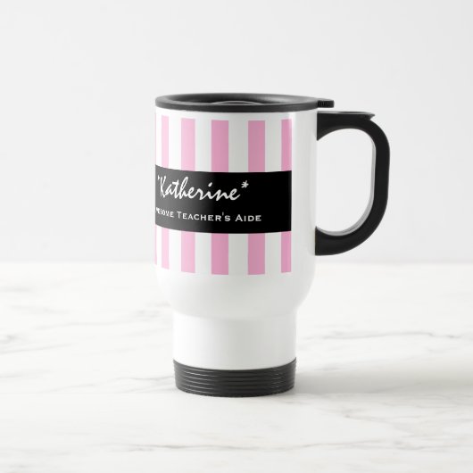 Geweldige "AIDE Pink Stripes A01" VAN DE TEACHER Reisbeker (Rechts)