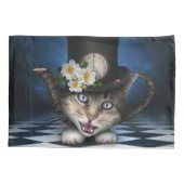 Geweldige Alice in Wonderland Teacup Cat Kussensloop (Achterkant)