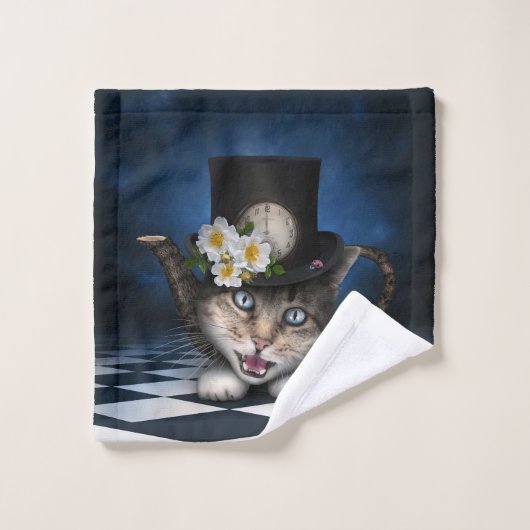 Geweldige Alice in Wonderland Teacup Cat Washandje (Wasdoekje)