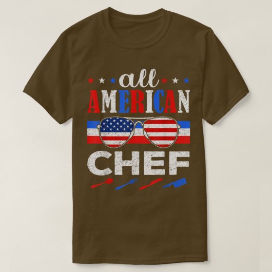 Geweldige alle Amerikaanse Chef USA Patriotic op 4 T-shirt (Design voorkant)