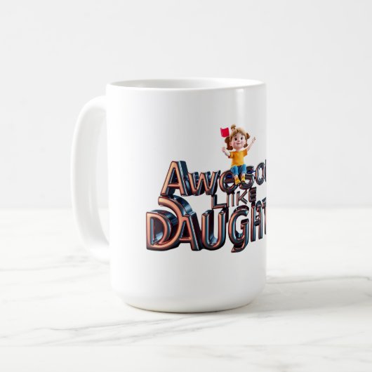Geweldige als mijn dochter - 3D Dad Pride Design Koffiemok (Voorkant links)
