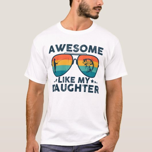 Geweldige als mijn dochter Vaderdag Grappig Gevist T-shirt (Voorkant)