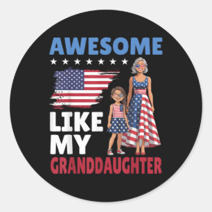 Geweldige als mijn kleindochter Patriotic American Ronde Sticker