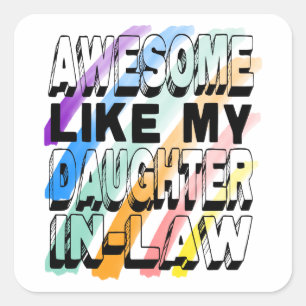 Geweldige als mijn schoondochter, kleurrijke famil vierkante sticker