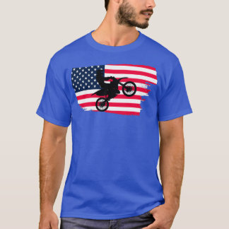 Geweldige Amerikaanse vlag Dirt bikeMotocross-ontw T-shirt