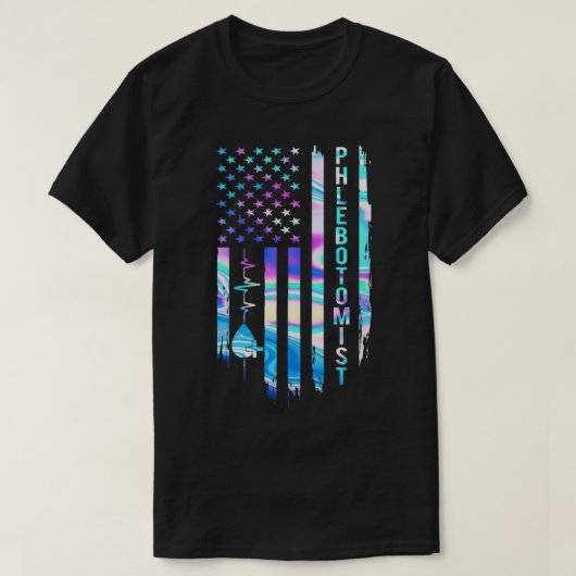 Geweldige Amerikaanse vlag Heart Phlebotomist T-shirt (Design voorkant)