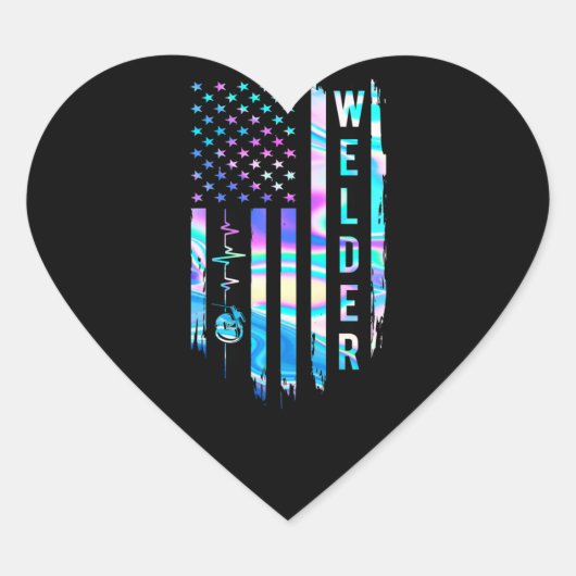 Geweldige Amerikaanse vlag Heart Welder Hart Sticker (Voorkant)