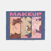 GEWELDIGE ANIME, MEISJE, MAKE-UP FLEECE DEKEN (Voorkant (Horizontaal))