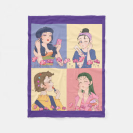 GEWELDIGE ANIME, MEISJE, MAKE-UP FLEECE DEKEN