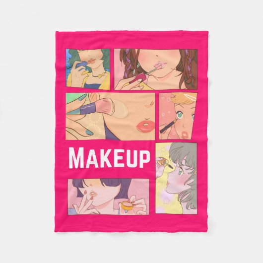 GEWELDIGE ANIME, MEISJE, MAKE-UP FLEECE DEKEN (Voorkant)