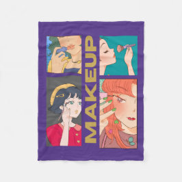 GEWELDIGE ANIME, MEISJE, MAKE-UP FLEECE DEKEN