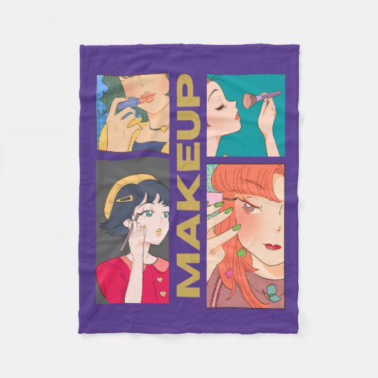 GEWELDIGE ANIME, MEISJE, MAKE-UP FLEECE DEKEN (Voorkant)