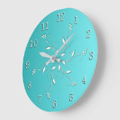 Geweldige Aqua White Accent en Nummers Grote Klok (Hoek)