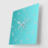 Geweldige Aqua White Numerals Accent Vierkante Klok (Hoek)