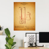 Geweldige Art  Bass Guitar Patent Poster (Thuiskantoor)
