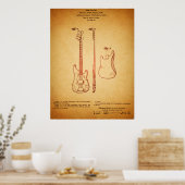 Geweldige Art  Bass Guitar Patent Poster (Keuken)
