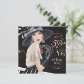 Geweldige Art Deco 50e verjaardag Kaart (Staand voorkant)