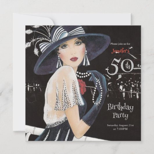 Geweldige Art Deco 50e verjaardag Kaart (Voorkant)