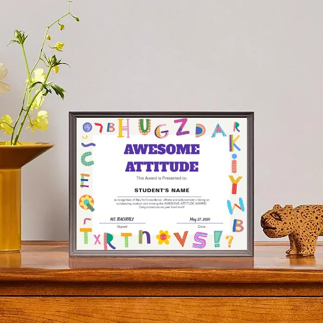  Geweldige Attitude Student Class Award (Customizable Awesome Attitude Student Class Award)