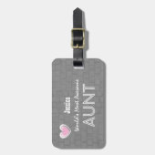 Geweldige AUNT Gray Mosaic and Pink Heart F02Z Bagagelabel (Voorkant verticaal)