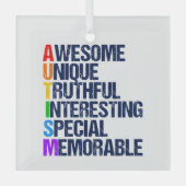 Geweldige Autism Pride Acronym Cute Kerstmis Glas Ornament (Voorkant)