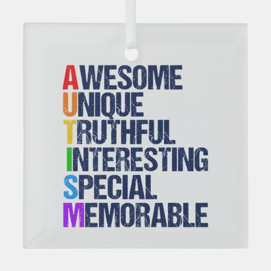 Geweldige Autism Pride Acronym Cute Kerstmis Glas Ornament (Voorkant)