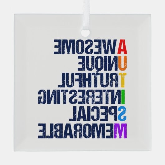 Geweldige Autism Pride Acronym Cute Kerstmis Glas Ornament (Achterkant)