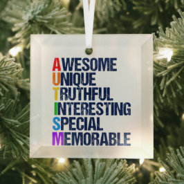 Geweldige Autism Pride Acronym Cute Kerstmis Glas Ornament