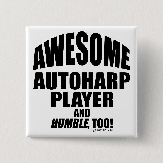 Geweldige Autoharp Player Vierkante Button 5,1 Cm (Voorkant)