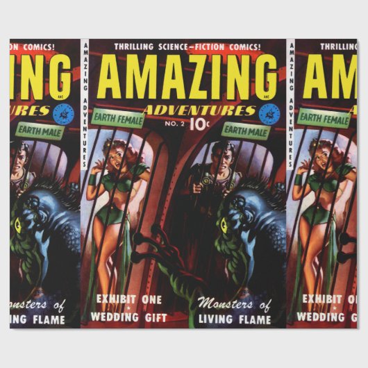 Geweldige Avonturen #2 Retro Sci-Fi-stripboek Cadeaupapier (Vlak)
