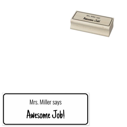 Geweldige baan! en de Naam van de Leraar Tekst Sja Rubberstempel (Gestempeld)
