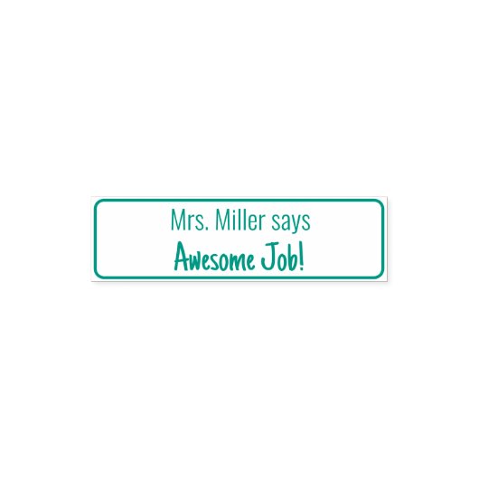 Geweldige baan! en de Naam van de Leraar Tekst Sja Zelfinktende Stempel (Design)