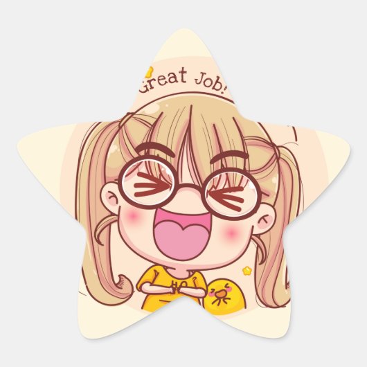Geweldige baan Kawaii Ster Sticker (Voorkant)