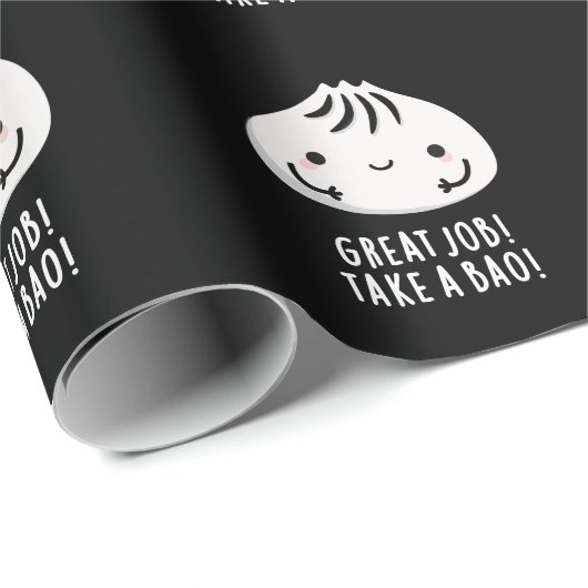 Geweldige baan neemt een bao Funny Dimsum Pun Dark Cadeaupapier (Rol Hoek)