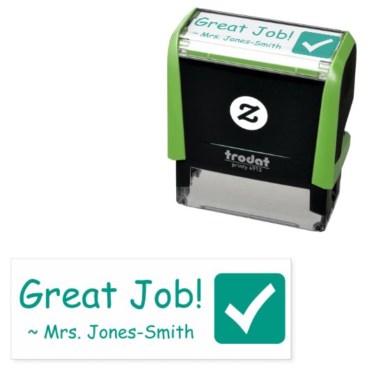 "Geweldige baan" + Rubber stempel instructeur (In situ)