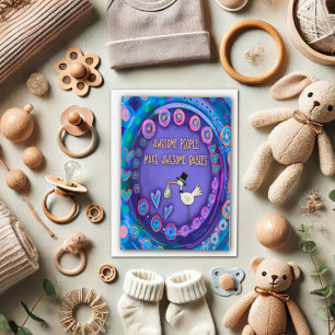 Geweldige baby's schattig grappig Paarse ooievaar Kaart