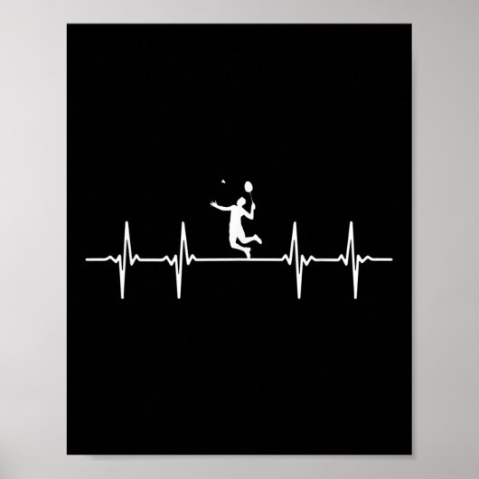 Geweldige Badminton Heartbeat Gift Shuttle Poster (Voorkant)