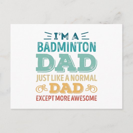 Geweldige Badminton Vader Vaderdag Funny Gift Briefkaart (Voorkant)
